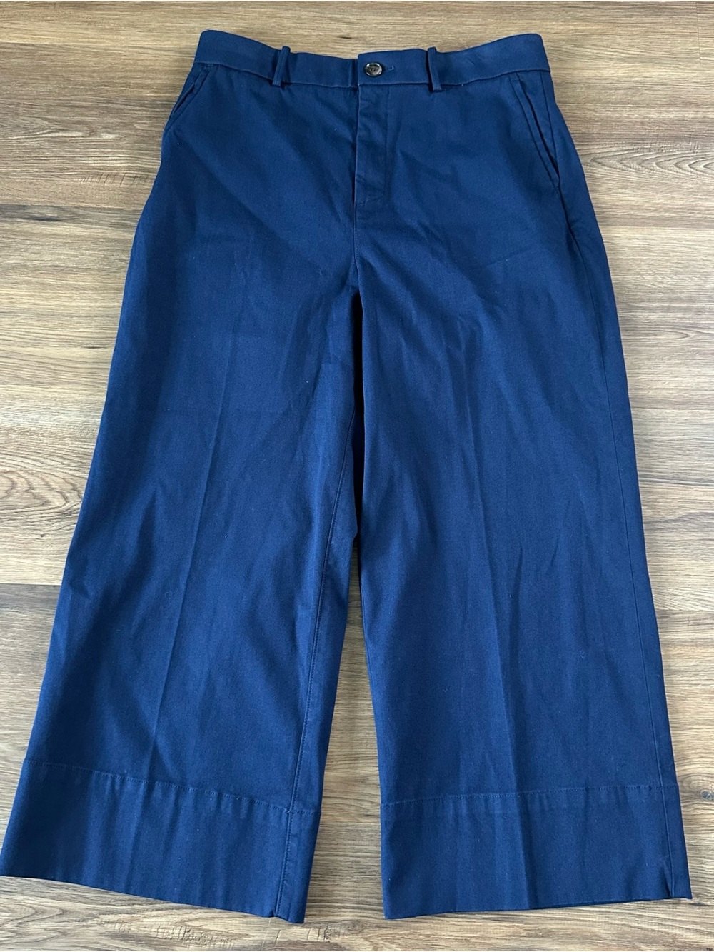 SPANX Supersmooth Wide Leg Pants XL Navy Stretch Twill High Rise Crop Minimalist